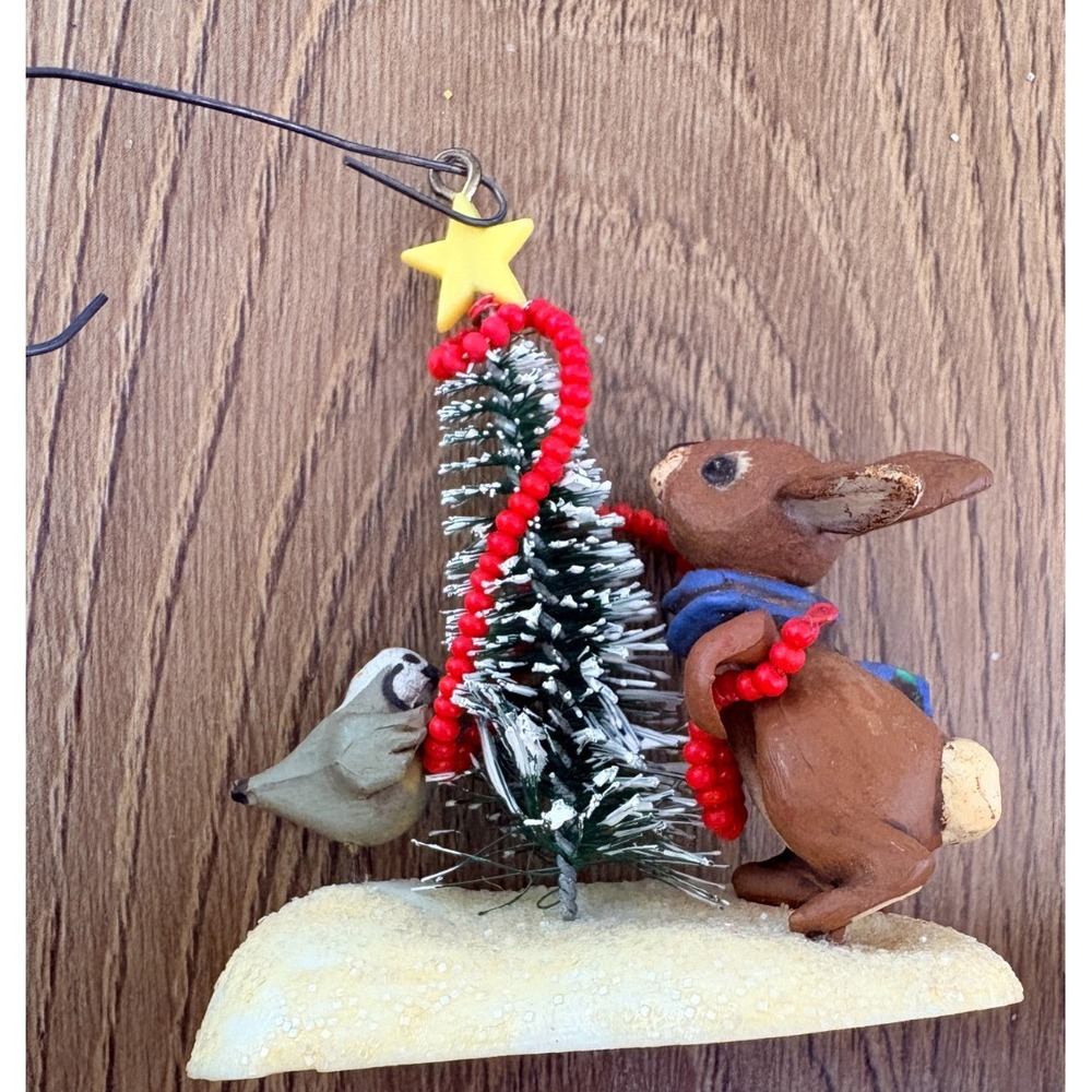Vintage Hallmark Ornament Christmas "The Animals" Bunny Bird Forest 1980 Rabbit